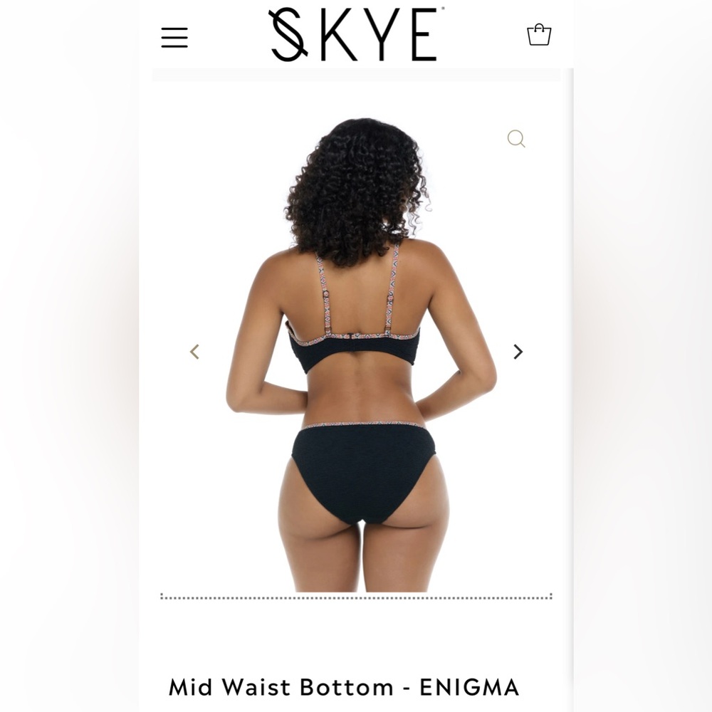 Skye Swimwear mid waist bikini bottom black size large NWT - Picture 2 of 5
